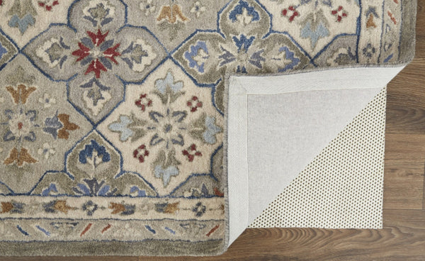 HomeRoots 4' Taupe & Ivory Hand-Tufted Wool Patchwork Area Rug - Cozy, Durable & Stylish for Every Space 8' X 10' 514800