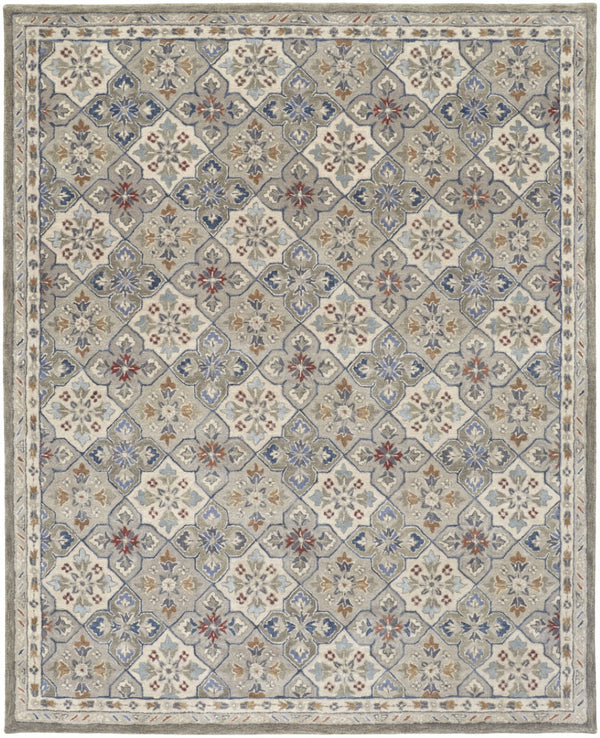 HomeRoots 4' Taupe & Ivory Hand-Tufted Wool Patchwork Area Rug - Cozy, Durable & Stylish for Every Space 9' X 12' 514801