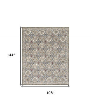 HomeRoots 4' Taupe & Ivory Hand-Tufted Wool Patchwork Area Rug - Cozy, Durable & Stylish for Every Space 9' X 12' 514801