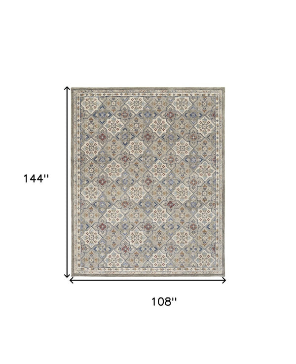 HomeRoots 4' Taupe & Ivory Hand-Tufted Wool Patchwork Area Rug - Cozy, Durable & Stylish for Every Space 9' X 12' 514801