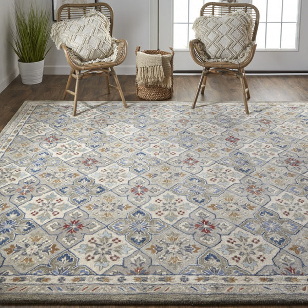 HomeRoots 4' Taupe & Ivory Hand-Tufted Wool Patchwork Area Rug - Cozy, Durable & Stylish for Every Space 9' X 12' 514801