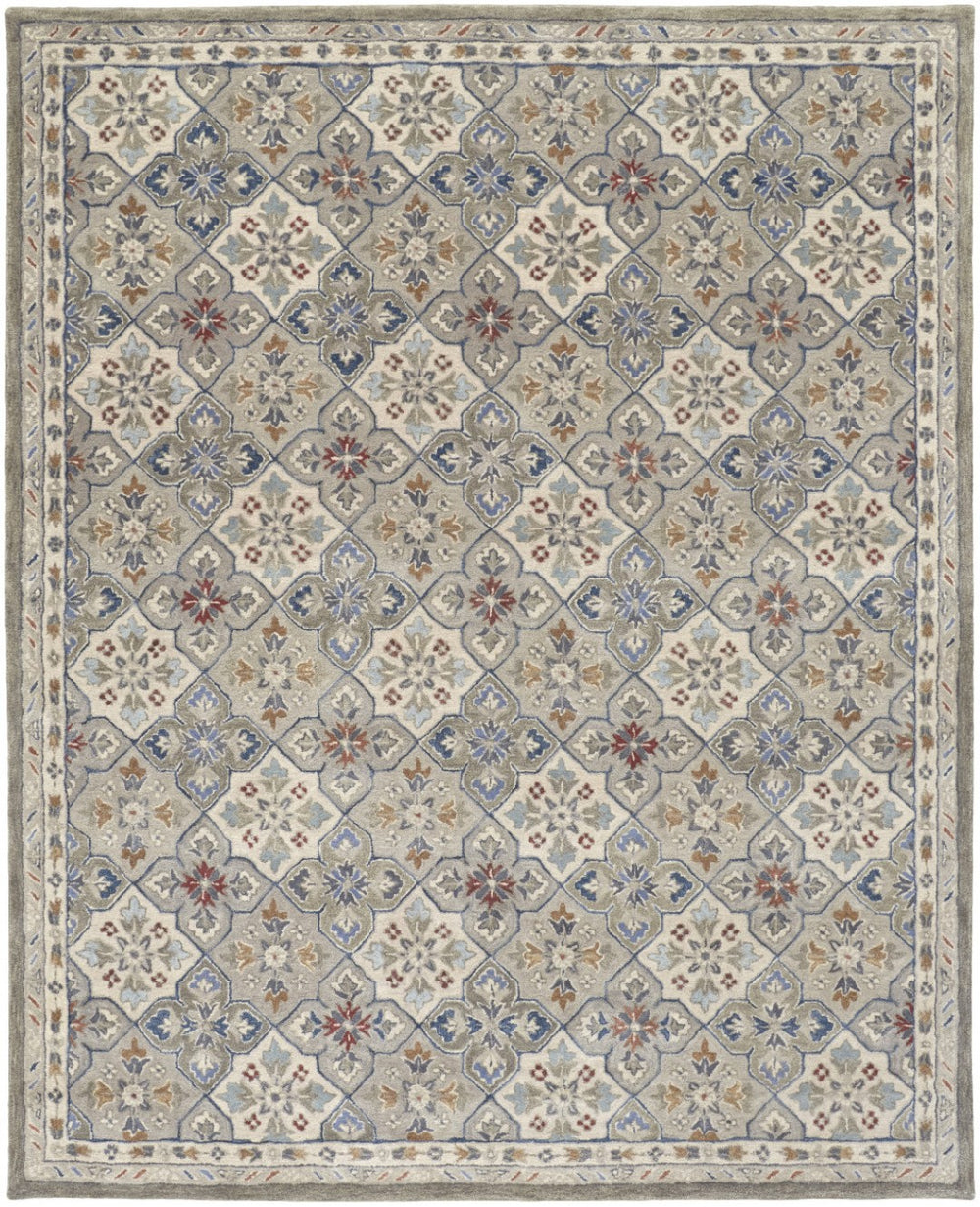 HomeRoots 10' Handmade Wool Patchwork Tufted Area Rug – Stain-Resistant Vintage Charm for Any Room Decor 10' X 14' 514802