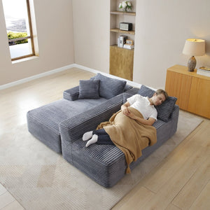 English Elm 105'' Modular Cloud Sectional Corduroy Couch Deep Seat L-shape for Living Room W1117S00415