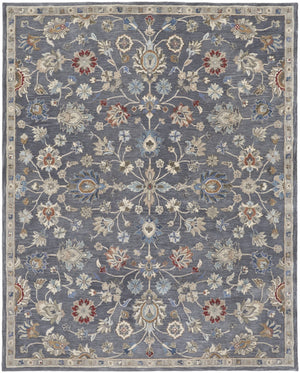 HomeRoots 4' Handmade Wool Floral Tufted Area Rug in Gray, Ivory & Red – Stain Resistant Luxury for Homes 4' x 6' 514804