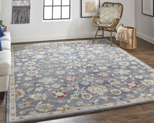 HomeRoots 4' Handmade Wool Floral Tufted Area Rug in Gray, Ivory & Red – Stain Resistant Luxury for Homes 4' x 6' 514804