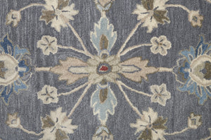 HomeRoots 4' Handmade Wool Floral Tufted Area Rug in Gray, Ivory & Red – Stain Resistant Luxury for Homes 5' X 8' 514805
