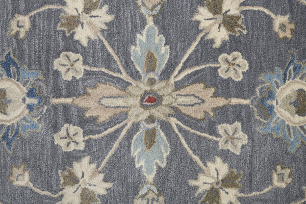 HomeRoots 4' Handmade Wool Floral Tufted Area Rug in Gray, Ivory & Red – Stain Resistant Luxury for Homes 5' X 8' 514805