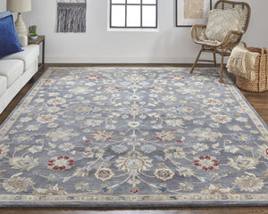 HomeRoots 4' Handmade Wool Floral Tufted Area Rug in Gray, Ivory & Red – Stain Resistant Luxury for Homes 8' x 10' 514806