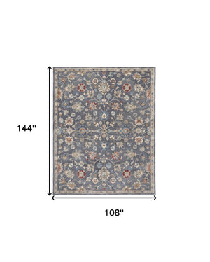 HomeRoots 4' Handmade Wool Floral Tufted Area Rug in Gray, Ivory & Red – Stain Resistant Luxury for Homes 9' X 12' 514807