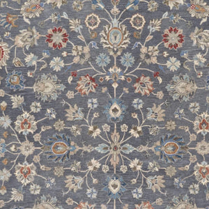 HomeRoots 4' Handmade Wool Floral Tufted Area Rug in Gray, Ivory & Red – Stain Resistant Luxury for Homes 9' X 12' 514807