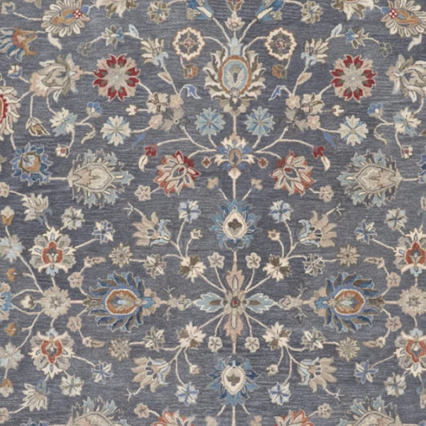 HomeRoots 4' Handmade Wool Floral Tufted Area Rug in Gray, Ivory & Red – Stain Resistant Luxury for Homes 9' X 12' 514807