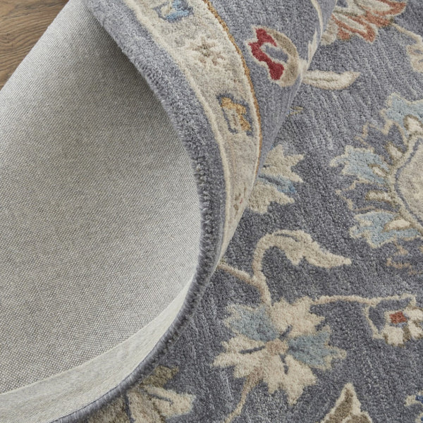 HomeRoots 4' Handmade Wool Floral Tufted Area Rug in Gray, Ivory & Red – Stain Resistant Luxury for Homes 9' X 12' 514807