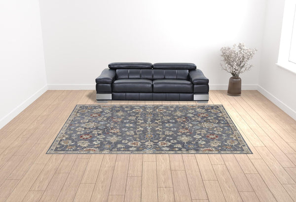 HomeRoots 4' Handmade Wool Floral Tufted Area Rug in Gray, Ivory & Red – Stain Resistant Luxury for Homes 10' X 14' 514808