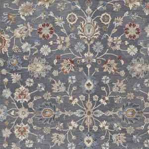HomeRoots 4' Handmade Wool Floral Tufted Area Rug in Gray, Ivory & Red – Stain Resistant Luxury for Homes 10' X 14' 514808