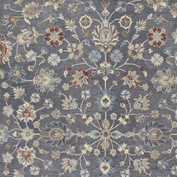 HomeRoots 4' Handmade Wool Floral Tufted Area Rug in Gray, Ivory & Red – Stain Resistant Luxury for Homes 10' X 14' 514808