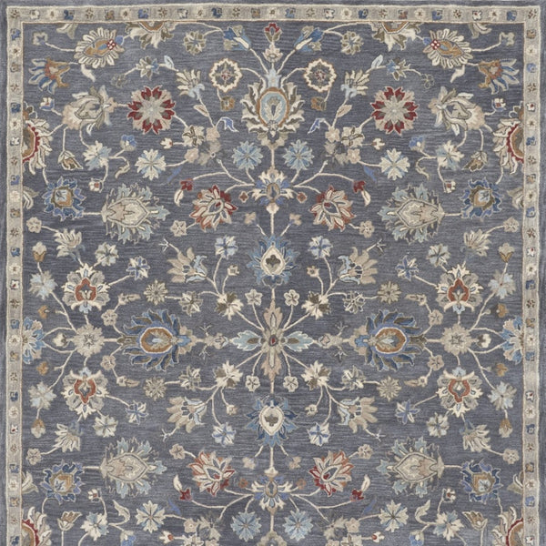 HomeRoots 4' Handmade Wool Floral Tufted Area Rug in Gray, Ivory & Red – Stain Resistant Luxury for Homes 10' X 14' 514808