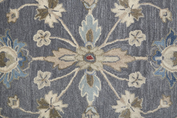 HomeRoots 4' Handmade Wool Floral Tufted Area Rug in Gray, Ivory & Red – Stain Resistant Luxury for Homes 10' X 14' 514808
