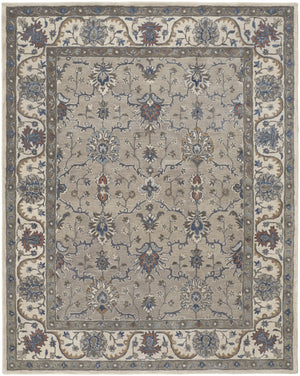 Homeroots 5' X 8' Ivory And Blue Wool Floral Hand Tufted Area Rug  Wool 514811