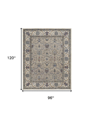 Homeroots 8' X 10' Ivory And Blue Wool Floral Hand Tufted Area Rug  Wool 514812
