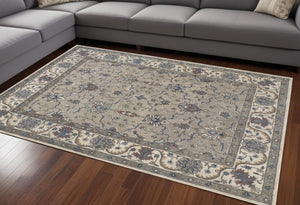 Homeroots 8' X 10' Ivory And Blue Wool Floral Hand Tufted Area Rug  Wool 514812