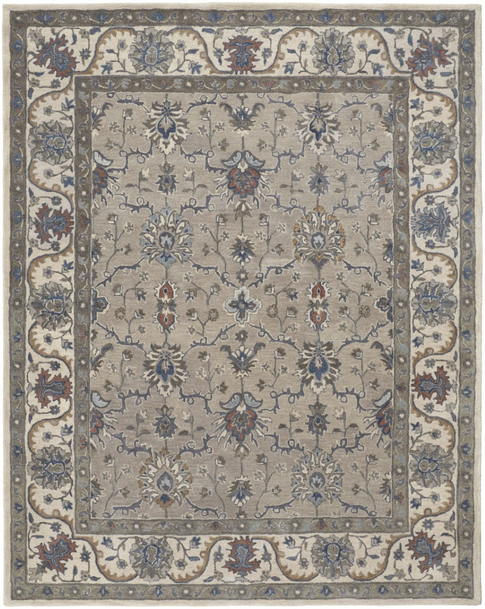 HomeRoots 10'' Handmade Wool Area Rug with Floral Design - Stain & Water Resistant for Elegance & Durability 10' X 14' 514814