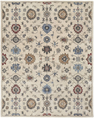 HomeRoots 4' Luxurious Hand-Tufted Wool Area Rug with Timeless Ivory and Blue Floral Design for Any Room 4' X 6' 514816