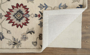 HomeRoots 4' Luxurious Hand-Tufted Wool Area Rug with Timeless Ivory and Blue Floral Design for Any Room 9' X 12' 514819