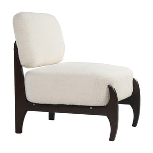 English Elm 26" Boucle Lounge Chair Solid Wood Frame Woven Texture Minimalist Seat for Any Room Beige N767P408732B
