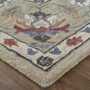 HomeRoots 4' Hand-Tufted Wool Area Rug in Ivory and Blue Floral Design – Durable, Stylish, and Easy to Maintain 8' X 10' 514824