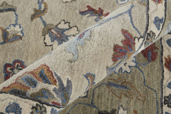 HomeRoots 4' Hand-Tufted Wool Area Rug in Ivory and Blue Floral Design – Durable, Stylish, and Easy to Maintain 8' X 10' 514824