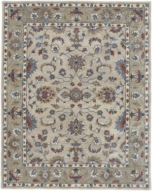 HomeRoots 4' Hand-Tufted Wool Area Rug in Ivory and Blue Floral Design – Durable, Stylish, and Easy to Maintain 9' X 12' 514825