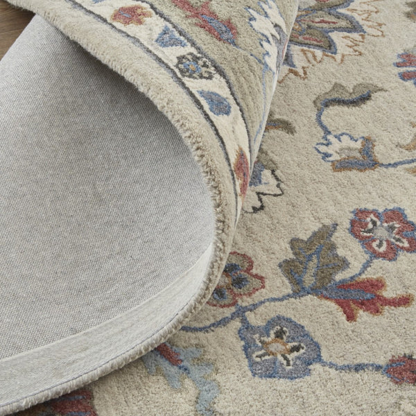 HomeRoots 4' Hand-Tufted Wool Area Rug in Ivory and Blue Floral Design – Durable, Stylish, and Easy to Maintain 9' X 12' 514825