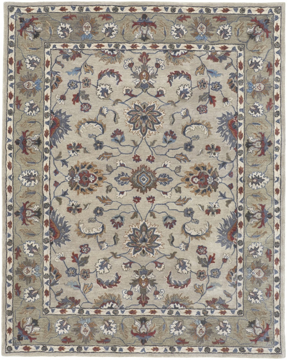 HomeRoots 10' Handmade Wool Floral Tufted Area Rug – Stain Resistant, Soft Comfort for Elegant Spaces 10' x 14' 514826