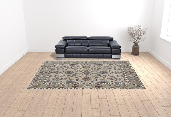 HomeRoots 10' Handmade Wool Floral Tufted Area Rug – Stain Resistant, Soft Comfort for Elegant Spaces 10' x 14' 514826