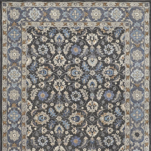 HomeRoots 4' Handmade Wool Area Rug with Floral Tufted Design in Elegant Taupe, Blue, and Ivory Tones 4' X 6' 514828