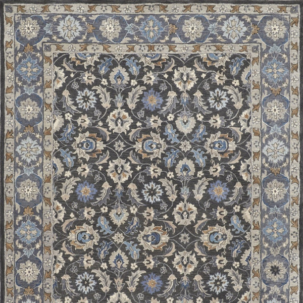 HomeRoots 4' Handmade Wool Area Rug with Floral Tufted Design in Elegant Taupe, Blue, and Ivory Tones 4' X 6' 514828