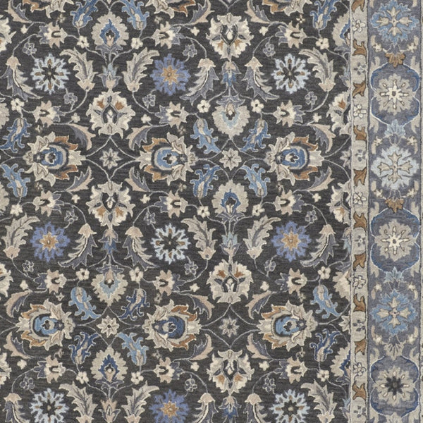 HomeRoots 4' Handmade Wool Area Rug with Floral Tufted Design in Elegant Taupe, Blue, and Ivory Tones 4' X 6' 514828