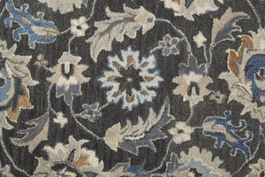 HomeRoots 4' Handmade Wool Area Rug with Floral Tufted Design in Elegant Taupe, Blue, and Ivory Tones 4' X 6' 514828