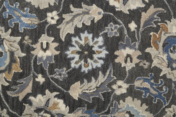 HomeRoots 4' Handmade Wool Area Rug with Floral Tufted Design in Elegant Taupe, Blue, and Ivory Tones 4' X 6' 514828