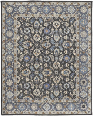 HomeRoots 4' Handmade Wool Area Rug with Floral Tufted Design in Elegant Taupe, Blue, and Ivory Tones 4' X 6' 514828