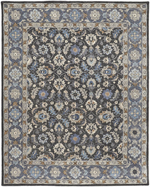 HomeRoots 4' Handmade Wool Area Rug with Floral Tufted Design in Elegant Taupe, Blue, and Ivory Tones 5' X 8' 514829