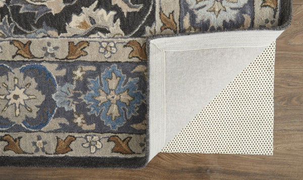 HomeRoots 4' Handmade Wool Area Rug with Floral Tufted Design in Elegant Taupe, Blue, and Ivory Tones 10' X 14' 514832