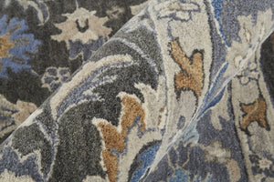 HomeRoots 4' Handmade Wool Area Rug with Floral Tufted Design in Elegant Taupe, Blue, and Ivory Tones 10' X 14' 514832