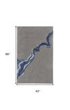 Homeroots 4' X 6' Blue And Gray Wool Abstract Hand Tufted Area Rug Gray,Blue Wool 514834