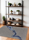 Homeroots 4' X 6' Blue And Gray Wool Abstract Hand Tufted Area Rug Gray,Blue Wool 514834