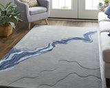 Homeroots 5' X 8' Gray And Blue Wool Abstract Tufted Handmade Area Rug Gray,Blue Wool 514835