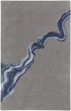 HomeRoots 8' Blue and Gray Abstract Hand-Tufted Wool Area Rug – Modern, Soft, Durable, Perfect for Any Space 9' X 12' 514837