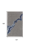 Homeroots 10' X 14' Blue And Gray Wool Abstract Hand Tufted Area Rug Gray,Blue Wool 514838