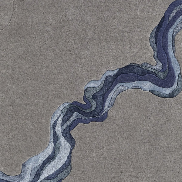 HomeRoots 8' Blue and Gray Abstract Hand-Tufted Wool Area Rug – Modern, Soft, Durable, Perfect for Any Space 10' X 14' 514838