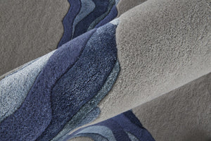 HomeRoots 8' Blue and Gray Abstract Hand-Tufted Wool Area Rug – Modern, Soft, Durable, Perfect for Any Space 10' X 14' 514838